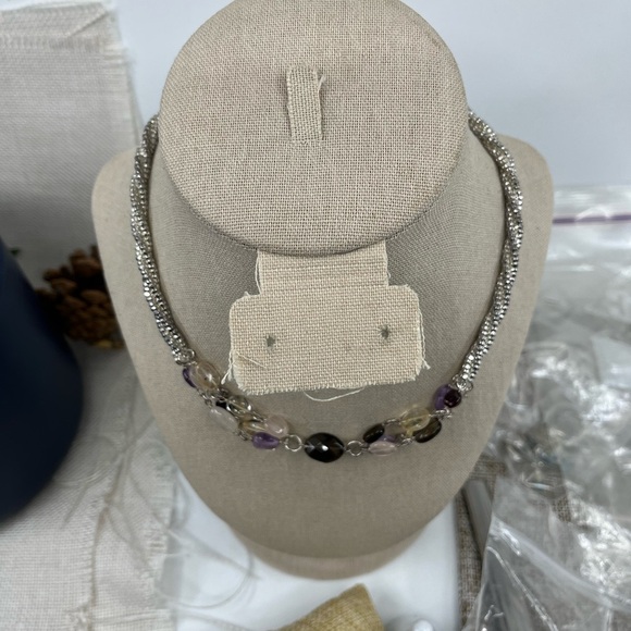 Vintage Milor Italy Sterling Silver 925 Necklace w/ Gemstones Adjustable 16-18" - Picture 7 of 12